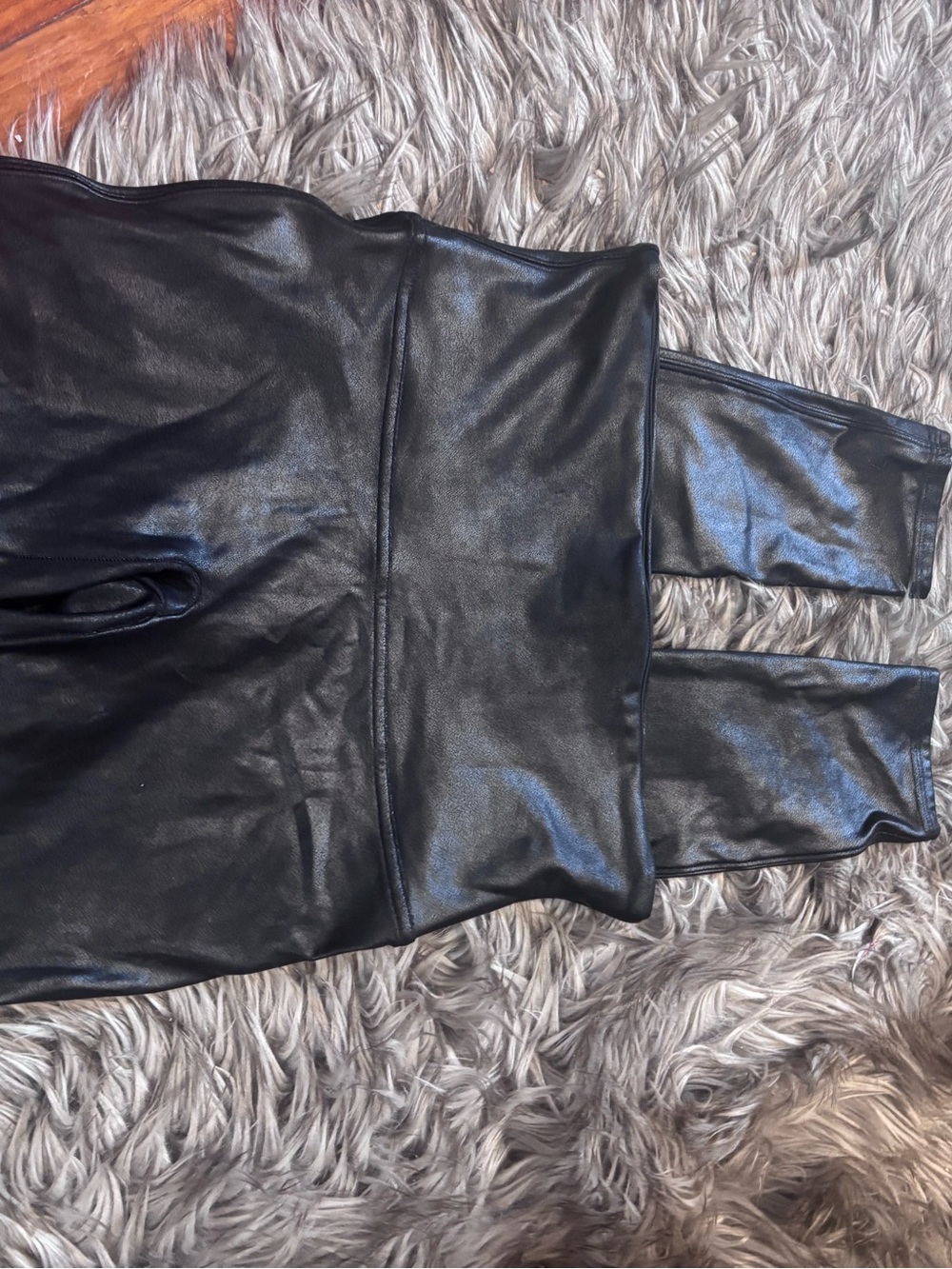 Spanx Black Faux Leather Legging High Rise Stretchy Size XL - Picture 5 of 8